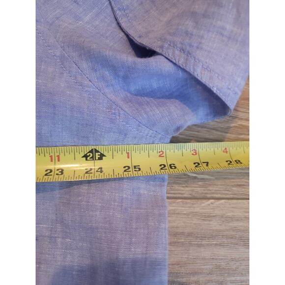 Ocean & Coast Linen Shirt Men's XXL Long Sleeve Roll Tab Sleeves Blue - Picture 6 of 9